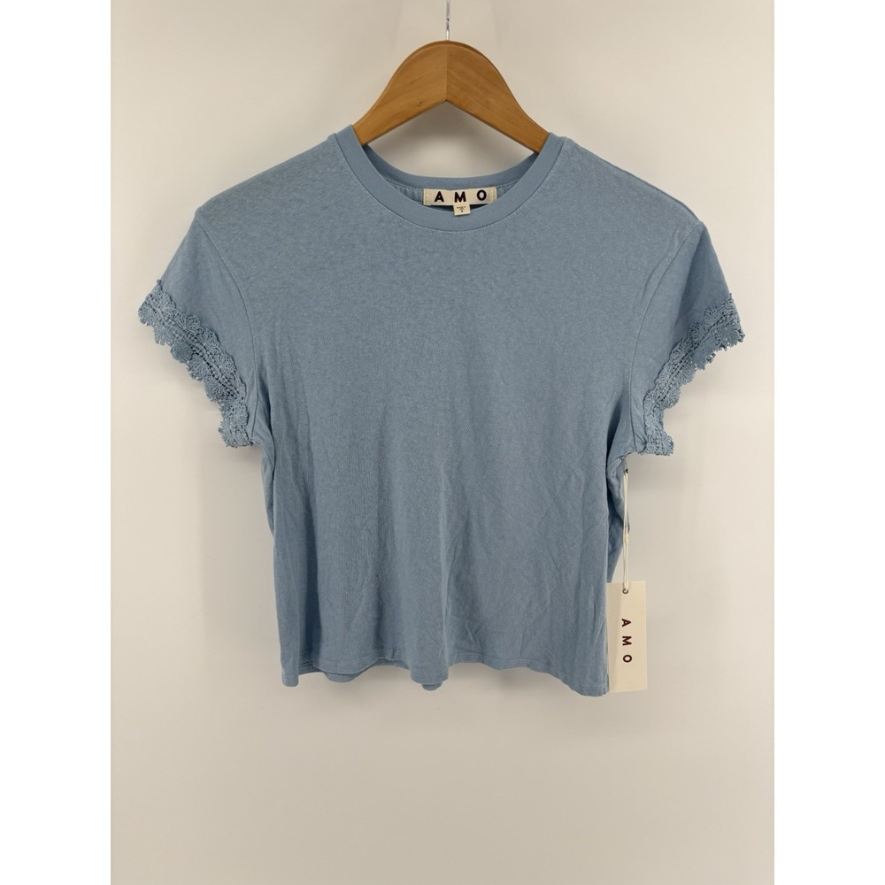 Amo Lace Trim Top Sz S Dainty Cottagecore Dainty Momcore Made In USA MSRP $128